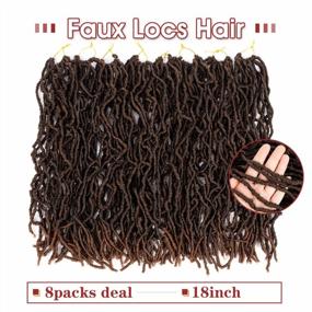 img 1 attached to Get The Perfect Goddess Look With 18 Inch Faux Locs Crochet Hair - Ombre Brown, Soft And Easy To Use Synthetic Braids For Women, 8 Packs With Pre-Loops - 1B/30 Shade