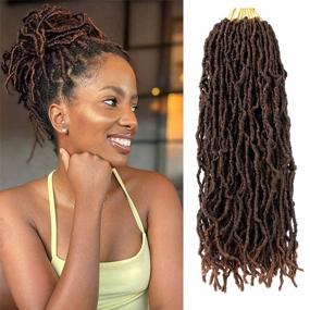 img 4 attached to Get The Perfect Goddess Look With 18 Inch Faux Locs Crochet Hair - Ombre Brown, Soft And Easy To Use Synthetic Braids For Women, 8 Packs With Pre-Loops - 1B/30 Shade