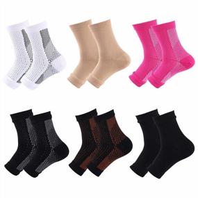 img 4 attached to 6 Pairs Ultrafun Compression Socks For Men & Women With Nano Sleeves For Arch, Heel, And Achilles Tendonitis Pain Relief, Elastic And Breathable For Plantar Fasciitis Support (L/XL)