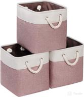 10.5-inch storage cubes with rope handles - set of 3 rose red & white - ideal for clothes, home, nursery storage logo