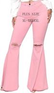 plus size women's ripped bell bottom jeans - elastic waist, flared pants up to 5xl! logo