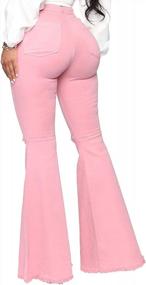 img 3 attached to Plus Size Women'S Ripped Bell Bottom Jeans - Elastic Waist, Flared Pants Up To 5XL!
