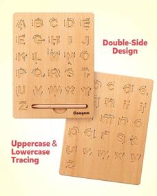 img 3 attached to Coogam Wooden Letters Practicing Board, Double-Sided Alphabet Tracing Tool Learning To Write ABC Educational Toy Game Fine Motor Montessori Gift For Preschool 3 4 5 Years Old Kids