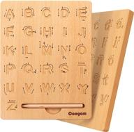 coogam wooden letters practicing board, double-sided alphabet tracing tool learning to write abc educational toy game fine motor montessori gift for preschool 3 4 5 years old kids logo