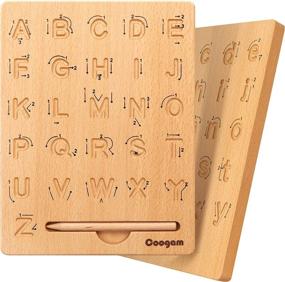 img 4 attached to Coogam Деревянная доска для занятий буквами, двухсторонний инструмент для отслеживания алфавита, учимся писать ABC, развивающая игрушка, игра, мелкая моторика, подарок Монтессори для детей дошкольного возраста 3, 4, 5 лет