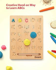 img 1 attached to Coogam Деревянная доска для занятий буквами, двухсторонний инструмент для отслеживания алфавита, учимся писать ABC, развивающая игрушка, игра, мелкая моторика, подарок Монтессори для детей дошкольного возраста 3, 4, 5 лет