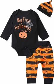 img 4 attached to Pumpkin Patch Cutie: Baby Boy'S First Halloween Outfit With Long Sleeve Top And Pants Set