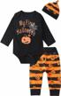 pumpkin patch cutie: baby boy's first halloween outfit with long sleeve top and pants set logo