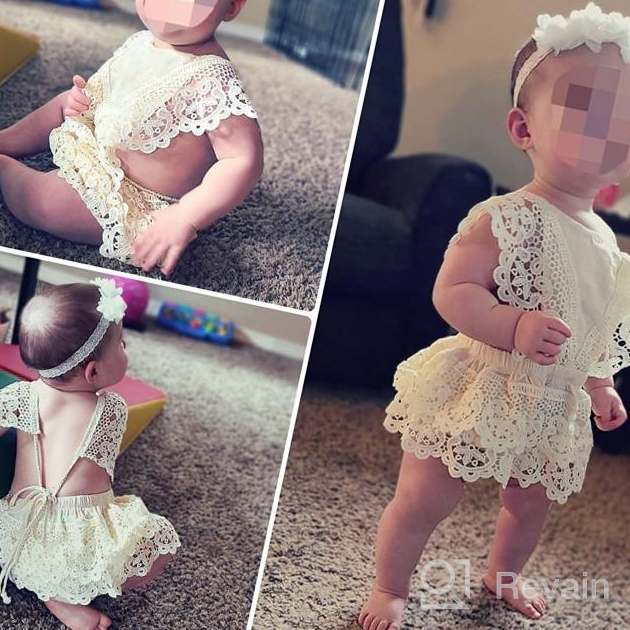 img 1 attached to Newborn Baby Girl Outfit Set: Lace Embroidery Halter Backless Jumpsuit Romper Bodysuit Sunsuit review by Josh Hamler