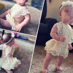 img 5 attached to Newborn Baby Girl Outfit Set: Lace Embroidery Halter Backless Jumpsuit Romper Bodysuit Sunsuit