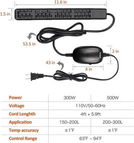 img 1 attached to 🐠 Foxhymir Submersible Aquarium Heater 300W/500W - Accurate Temperature Control for Saltwater and Freshwater Tanks