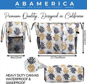 img 1 attached to Waterproof Beach Tote Bag With Zipper And 7 Pockets, Foldable Self Standing For Sandproof Pool & Cosmetic Storage - ABAMERICA