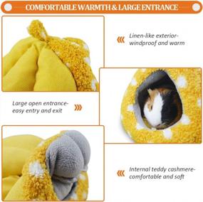 img 2 attached to HOMEYA Guinea Pig Bed, Hamster Hideout Small Animal Cage Accessories Supplies, Semi-Enclosed Winter Christmas Large Pumpkin Nest With Removable Mat For Rat Hedgehog Sugar Glider And Chinchilla-Yellow