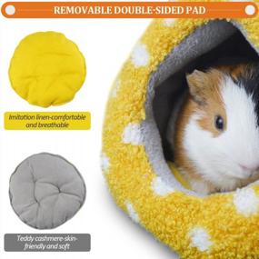 img 1 attached to HOMEYA Guinea Pig Bed, Hamster Hideout Small Animal Cage Accessories Supplies, Semi-Enclosed Winter Christmas Large Pumpkin Nest With Removable Mat For Rat Hedgehog Sugar Glider And Chinchilla-Yellow