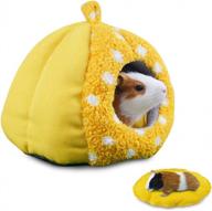 homeya guinea pig bed, hamster hideout small animal cage accessories supplies, semi-enclosed winter christmas large pumpkin nest with removable mat for rat hedgehog sugar glider and chinchilla-yellow logo
