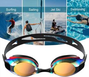 img 3 attached to Поляризованные очки для плавания DEFUNX - герметичные, незапотевающие, с защитой от ультрафиолета для мужчин, женщин, детей, с зеркальными линзами и крышкой для носа