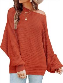 img 4 attached to MEROKEETY Women'S Off Shoulder Batwing Long Sleeve Pullover Sweater Oversized Ribbed Knit Crew Neck Jumper Tops