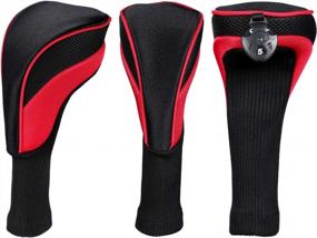 img 1 attached to Black Golf Club Head Covers Set - Interchangeable Tags Fits All Fairway & Driver Clubs (1 3 4 5 7 X)