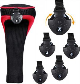 img 3 attached to Black Golf Club Head Covers Set - Interchangeable Tags Fits All Fairway & Driver Clubs (1 3 4 5 7 X)