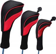 black golf club head covers set - interchangeable tags fits all fairway & driver clubs (1 3 4 5 7 x) логотип