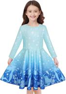 🎄 quedoris festive printed casual twirly girls' dresses - christmas clothing logo