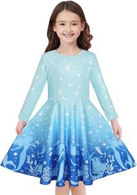 img 4 attached to 🎄 Quedoris Festive Printed Casual Twirly Girls' Dresses - Christmas Clothing