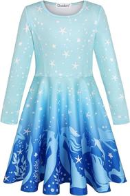 img 3 attached to 🎄 Quedoris Festive Printed Casual Twirly Girls' Dresses - Christmas Clothing