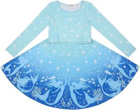 img 2 attached to 🎄 Quedoris Festive Printed Casual Twirly Girls' Dresses - Christmas Clothing