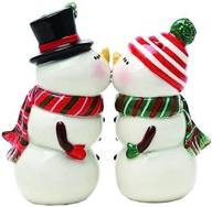 ⛄ pacific giftware snowman couple salt and pepper shaker set - christmas winter magnetic logo