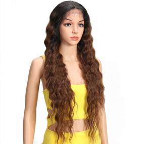 img 2 attached to Joedir Lace Front Wigs 30'' Long Wavy Synthetic Wigs For Women 130% Density Wigs(TT1B/30)