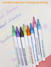 img 3 attached to 8-Color Bullet Journal Pens With Self-Outline Metallic Markers And Glitter Pen For Card Making, Drawing, DIY Art Crafts, Kids & Adults