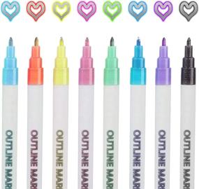 img 4 attached to 8-Color Bullet Journal Pens With Self-Outline Metallic Markers And Glitter Pen For Card Making, Drawing, DIY Art Crafts, Kids & Adults