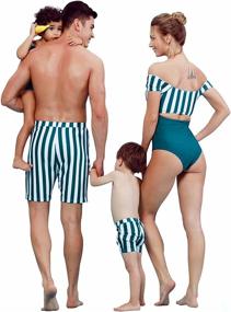 img 2 attached to Striped Hollow Out Monokini: IFFEI Family Matching Swimwear for Mommy and Me Beachwear