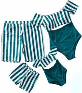 striped hollow out monokini: iffei family matching swimwear for mommy and me beachwear logo