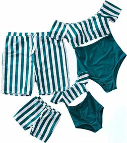 img 4 attached to Striped Hollow Out Monokini: IFFEI Family Matching Swimwear for Mommy and Me Beachwear