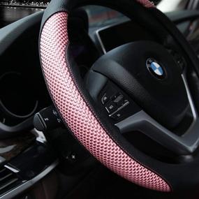 img 2 attached to Valleycomfy Steering Wheel Cover With Microfiber Leather For Car Truck SUV 15 Inch (Pink)