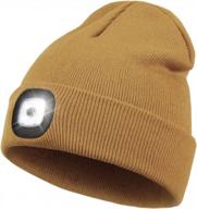 stay warm and illuminated with yuntuo led beanie: usb rechargeable headlamp winter knitted cap for men, dad, and husband (brown) логотип