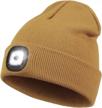 stay warm and illuminated with yuntuo led beanie: usb rechargeable headlamp winter knitted cap for men, dad, and husband (brown) logo