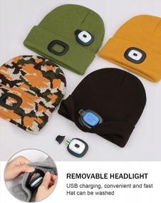 img 3 attached to Stay Warm And Illuminated With YunTuo LED Beanie: USB Rechargeable Headlamp Winter Knitted Cap For Men, Dad, And Husband (Brown)