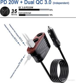 img 2 attached to 🔌 120W 2-Way Cigarette Lighter Splitter with Quick Charge 3.0 Car Charger, Dual USB Quick Chargers for Sat Nav, Dashcam, iPhones, iPad, Android, Laptop - Peach Wood Finish