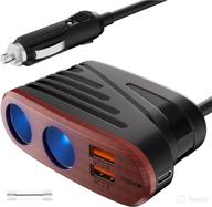 🔌 120w 2-way cigarette lighter splitter with quick charge 3.0 car charger, dual usb quick chargers for sat nav, dashcam, iphones, ipad, android, laptop - peach wood finish logo