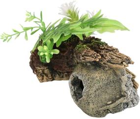 img 1 attached to 🐠 Enhance Your Aquarium with the Blue Ribbon Jungle Skull Hideaway: Exotic Environments Ornament (EE-1019)