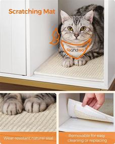 img 1 attached to 🐱 FEANDREA Litter Box Enclosure: Modern Cat Litter Box Furniture with Scratching Mat and Tall Legs, White and Gold Design