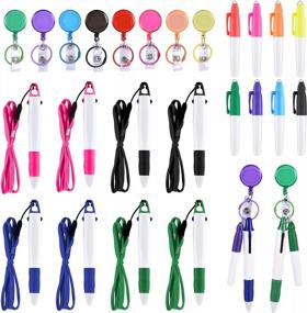 img 4 attached to 32-Piece Nurse Pen Set With Permanent Markers, Ball Pens, And Retractable Clips - Multicolor Nursing Pen Pack Ideal For Badge Use
