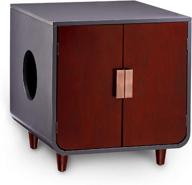 🐱 staart dyad cat litter box enclosure: hidden cat home & nightstand indoor furniture in mocha walnut logo