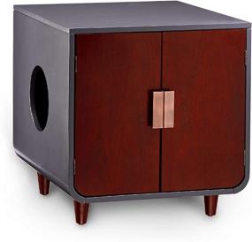 img 4 attached to 🐱 Staart Dyad Cat Litter Box Enclosure: Hidden Cat Home & Nightstand Indoor Furniture in Mocha Walnut