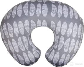 img 3 attached to 👶 Gray Feather Design Minky Nursing Pillow Slipcover - Soft Infant Breastfeeding Pillow Cover, Perfect for Baby Shower Gift for Moms-to-Be