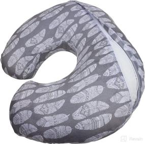img 1 attached to 👶 Gray Feather Design Minky Nursing Pillow Slipcover - Soft Infant Breastfeeding Pillow Cover, Perfect for Baby Shower Gift for Moms-to-Be
