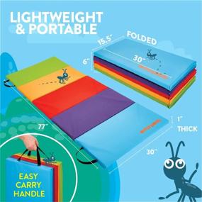 img 2 attached to Portable Gymnastics Mat For Kids - Easy To Clean, Foldable Tumbling Mat With Carrying Handle, Sturdy And Lightweight, Padded For Activity Play And Exercise - Ideal Gym Equipment By Antsy Pants