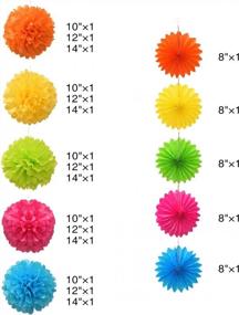 img 3 attached to 🎉 Set of 20 Paper Pom Poms and Hanging Paper Fans - Colorful Tissue Flowers for Outdoor Decorations, Wedding, Birthday, Party, Halloween, Christmas, and Celebrations